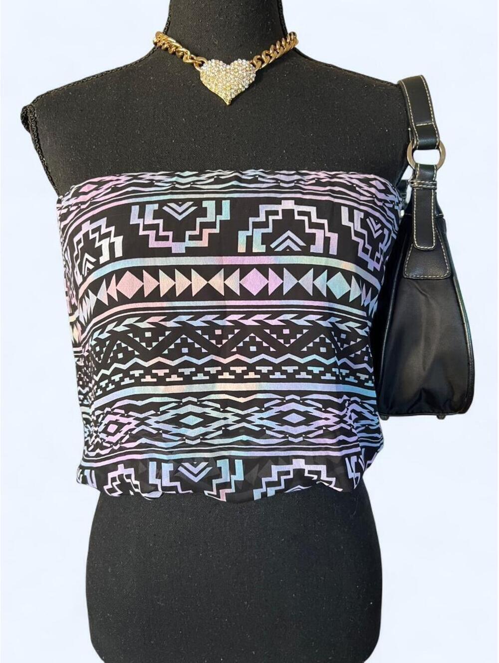 Vintage Y2K Boho Festival Indie Sleaze Tribal Tube Top Size XS/S - Picture 2 of 7